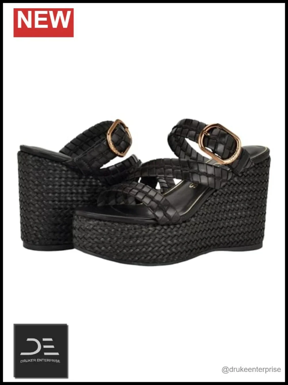 GUESS Evana Strappy Wedge Sandals Platform Open Toe 3.94